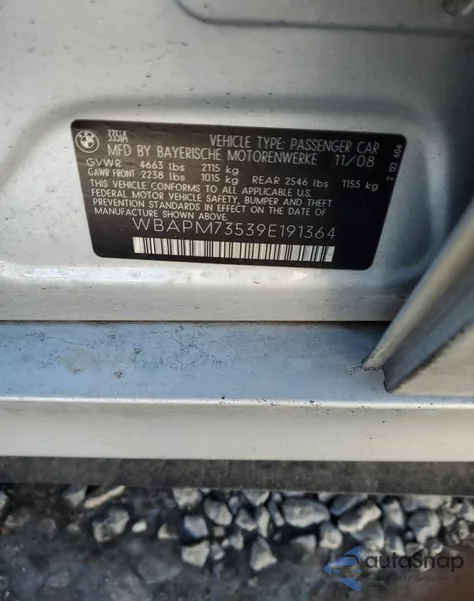 2009 BMW 335I из США, поврежденный, VIN WBAPM73539E191364